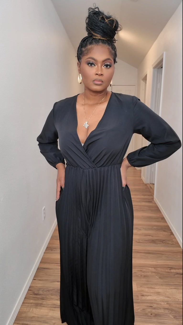 Black Pleated Leg Jumpsuit SZ M