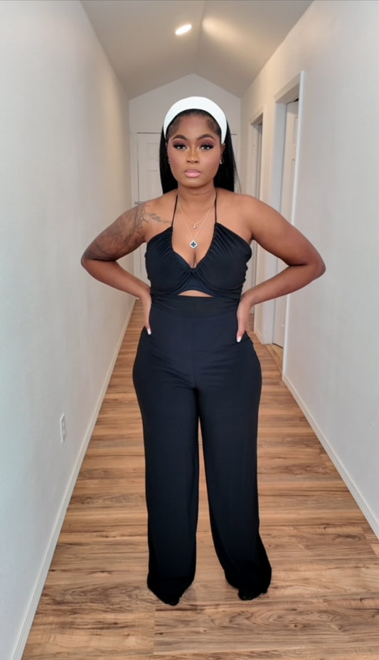 Women’s Black Cut Out Light Weight JumpSuit SZ L