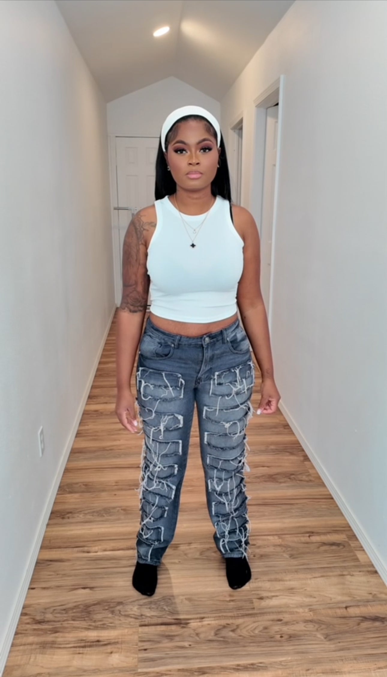 Women’s Dark Low Rise Fringe Distressed Jeans NO STRETCH SZ 30 | A Rare Find