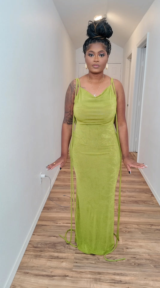 Green open Back Maxi Dress SZ M
